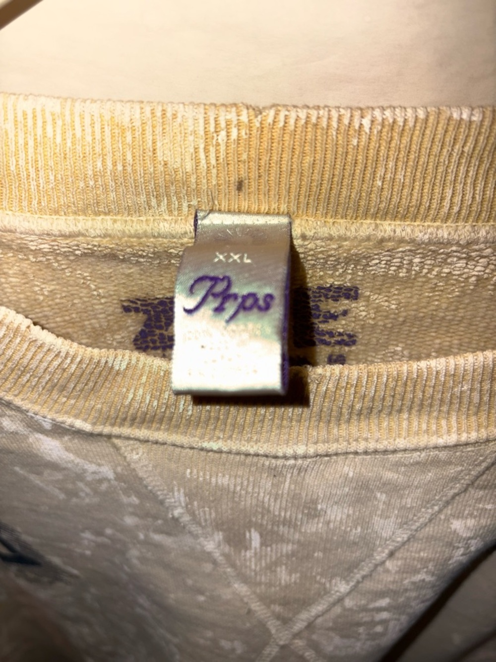 PRPS Men's Crewneck Sweater in Cream and Purple Logo